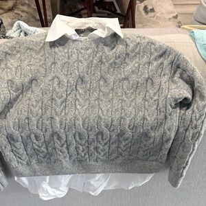 Elegant Gray Cable Knit Cardigan